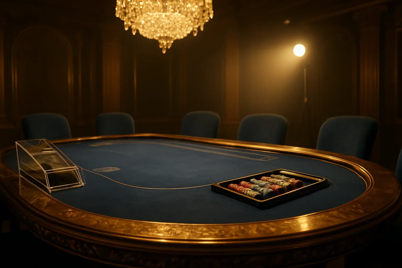 Hyperrealistic wide shot of premium live baccarat studio in the Philippines